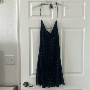 Mango Black mini dress with rhinestones.